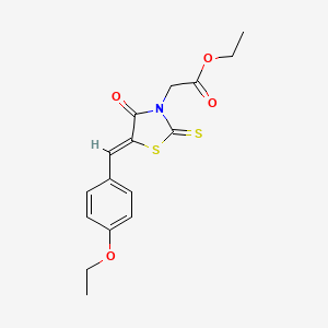 molecular formula C16H17NO4S2 B2810047 ethyl 2-[(5Z)-5-[(4-ethoxyphenyl)methylidene]-4-oxo-2-sulfanylidene-1,3-thiazolidin-3-yl]acetate CAS No. 476663-27-1