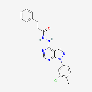 molecular formula C21H19ClN6O B2810126 N'-[1-(3-chloro-4-methylphenyl)pyrazolo[3,4-d]pyrimidin-4-yl]-3-phenylpropanehydrazide CAS No. 890943-91-6