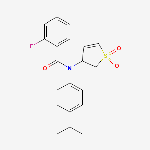 molecular formula C20H20FNO3S B2810132 N-(1,1-dioxido-2,3-dihydrothien-3-yl)-2-fluoro-N-(4-isopropylphenyl)benzamide CAS No. 863444-89-7