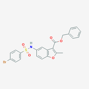 molecular formula C23H18BrNO5S B281014 BENZYL 5-(4-BROMOBENZENESULFONAMIDO)-2-METHYL-1-BENZOFURAN-3-CARBOXYLATE 