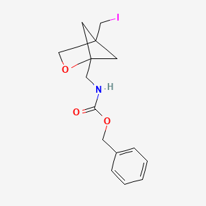 molecular formula C15H18INO3 B2810264 benzyl N-[[4-(iodomethyl)-2-oxabicyclo[2.1.1]hexan-1-yl]methyl]carbamate CAS No. 2387602-65-3