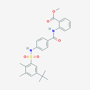 molecular formula C27H30N2O5S B281027 METHYL 2-[4-(5-TERT-BUTYL-2,3-DIMETHYLBENZENESULFONAMIDO)BENZAMIDO]BENZOATE 