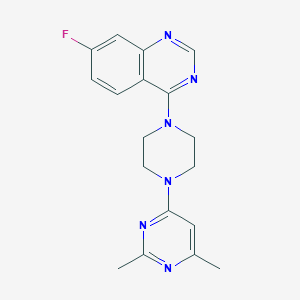 molecular formula C18H19FN6 B2810277 4-[4-(2,6-Dimethylpyrimidin-4-yl)piperazin-1-yl]-7-fluoroquinazoline CAS No. 2415463-71-5