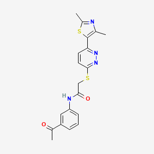 molecular formula C19H18N4O2S2 B2810302 N-(3-acetylphenyl)-2-((6-(2,4-dimethylthiazol-5-yl)pyridazin-3-yl)thio)acetamide CAS No. 894009-56-4