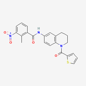 molecular formula C22H19N3O4S B2810304 2-methyl-3-nitro-N-(1-(thiophene-2-carbonyl)-1,2,3,4-tetrahydroquinolin-6-yl)benzamide CAS No. 941900-16-9