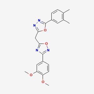 molecular formula C21H20N4O4 B2810305 3-(3,4-Dimethoxyphenyl)-5-{[5-(3,4-dimethylphenyl)-1,3,4-oxadiazol-2-yl]methyl}-1,2,4-oxadiazole CAS No. 1251571-65-9
