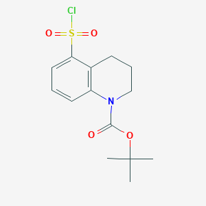 molecular formula C14H18ClNO4S B2810334 Tert-butyl 5-(chlorosulfonyl)-3,4-dihydroquinoline-1(2H)-carboxylate CAS No. 2090008-28-7