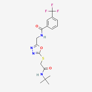 molecular formula C17H19F3N4O3S B2810405 N-[(5-{[(tert-butylcarbamoyl)methyl]sulfanyl}-1,3,4-oxadiazol-2-yl)methyl]-3-(trifluoromethyl)benzamide CAS No. 904270-93-5
