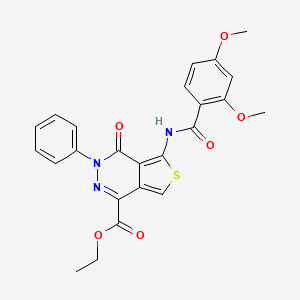 molecular formula C24H21N3O6S B2810465 Ethyl 5-[(2,4-dimethoxybenzoyl)amino]-4-oxo-3-phenylthieno[3,4-d]pyridazine-1-carboxylate CAS No. 851947-07-4