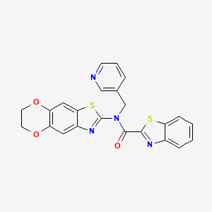 molecular formula C23H16N4O3S2 B2810466 N-(6,7-dihydro-[1,4]dioxino[2,3-f][1,3]benzothiazol-2-yl)-N-(pyridin-3-ylmethyl)-1,3-benzothiazole-2-carboxamide CAS No. 895024-10-9