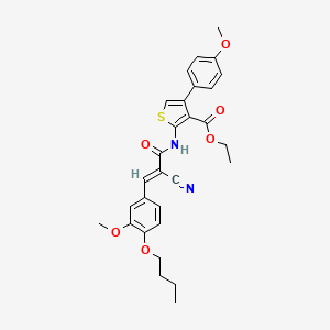 B2810470 ethyl 2-[[(E)-3-(4-butoxy-3-methoxyphenyl)-2-cyanoprop-2-enoyl]amino]-4-(4-methoxyphenyl)thiophene-3-carboxylate CAS No. 380455-75-4