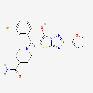 1-((3-Bromophenyl)(2-(furan-2-yl)-6-hydroxythiazolo[3,2-b][1,2,4]triazol-5-yl)methyl)piperidine-4-carboxamide