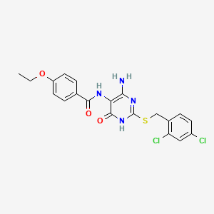 N-(4-amino-2-((2,4-dichlorobenzyl)thio)-6-oxo-1,6-dihydropyrimidin-5-yl)-4-ethoxybenzamide