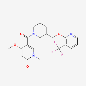 molecular formula C20H22F3N3O4 B2810530 4-methoxy-1-methyl-5-[3-({[3-(trifluoromethyl)pyridin-2-yl]oxy}methyl)piperidine-1-carbonyl]-1,2-dihydropyridin-2-one CAS No. 2379995-11-4