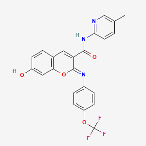 (2Z)-7-hydroxy-N-(5-methylpyridin-2-yl)-2-{[4-(trifluoromethoxy)phenyl]imino}-2H-chromene-3-carboxamide
