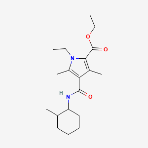 molecular formula C19H30N2O3 B2810552 ethyl 1-ethyl-3,5-dimethyl-4-((2-methylcyclohexyl)carbamoyl)-1H-pyrrole-2-carboxylate CAS No. 863006-13-7