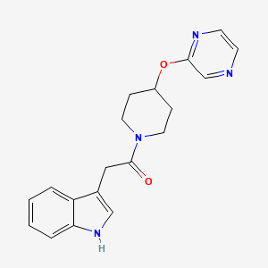 molecular formula C19H20N4O2 B2810564 2-(1H-indol-3-yl)-1-(4-(pyrazin-2-yloxy)piperidin-1-yl)ethanone CAS No. 1448056-81-2