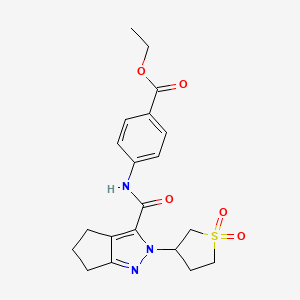 Ethyl 4-(2-(1,1-dioxidotetrahydrothiophen-3-yl)-2,4,5,6-tetrahydrocyclopenta[c]pyrazole-3-carboxamido)benzoate