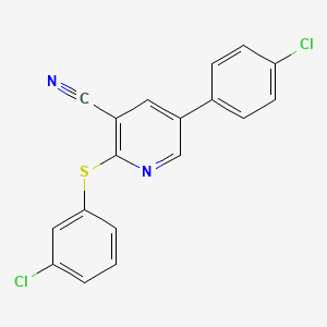 5-(4-Chlorophenyl)-2-[(3-chlorophenyl)sulfanyl]nicotinonitrile