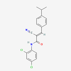 B2810615 (E)-2-cyano-N-(2,4-dichlorophenyl)-3-(4-propan-2-ylphenyl)prop-2-enamide CAS No. 466673-41-6