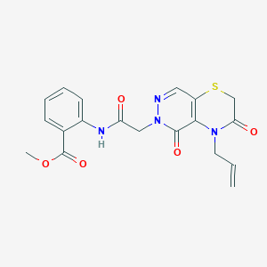 B2810630 4-(3-{2-[{[(2-methoxyphenyl)amino]carbonyl}(methyl)amino]ethyl}-1,2,4-oxadiazol-5-yl)-N-(pyridin-2-ylmethyl)benzamide CAS No. 1251619-62-1