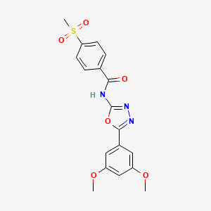 molecular formula C18H17N3O6S B2810633 N-[5-(3,5-dimethoxyphenyl)-1,3,4-oxadiazol-2-yl]-4-methanesulfonylbenzamide CAS No. 896350-95-1