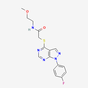 2-[1-(4-fluorophenyl)pyrazolo[3,4-d]pyrimidin-4-yl]sulfanyl-N-(2-methoxyethyl)acetamide
