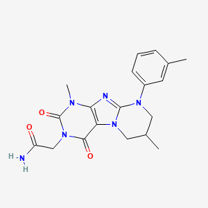molecular formula C19H22N6O3 B2810644 2-[1,7-dimethyl-9-(3-methylphenyl)-2,4-dioxo-7,8-dihydro-6H-purino[7,8-a]pyrimidin-3-yl]acetamide CAS No. 844830-42-8