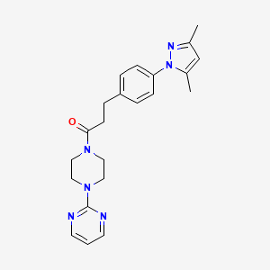 molecular formula C22H26N6O B2810647 3-(4-(3,5-dimethyl-1H-pyrazol-1-yl)phenyl)-1-(4-(pyrimidin-2-yl)piperazin-1-yl)propan-1-one CAS No. 2034592-76-0
