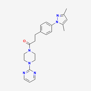 3-(4-(3,5-dimethyl-1H-pyrazol-1-yl)phenyl)-1-(4-(pyrimidin-2-yl)piperazin-1-yl)propan-1-one