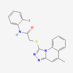 molecular formula C19H15FN4OS B2810650 N-(2-fluorophenyl)-2-[(5-methyl-[1,2,4]triazolo[4,3-a]quinolin-1-yl)sulfanyl]acetamide CAS No. 307513-43-5