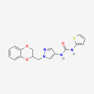 1-(1-((2,3-dihydrobenzo[b][1,4]dioxin-2-yl)methyl)-1H-pyrazol-4-yl)-3-(thiophen-2-yl)urea