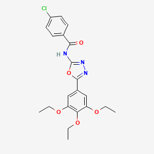 molecular formula C21H22ClN3O5 B2810653 4-chloro-N-[5-(3,4,5-triethoxyphenyl)-1,3,4-oxadiazol-2-yl]benzamide CAS No. 891123-82-3