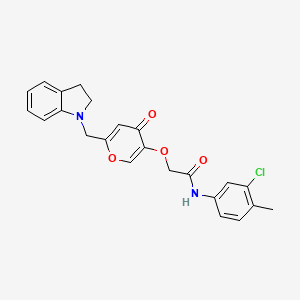 N-(3-chloro-4-methylphenyl)-2-((6-(indolin-1-ylmethyl)-4-oxo-4H-pyran-3-yl)oxy)acetamide