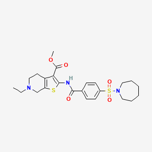 molecular formula C24H31N3O5S2 B2810704 Methyl 2-(4-(azepan-1-ylsulfonyl)benzamido)-6-ethyl-4,5,6,7-tetrahydrothieno[2,3-c]pyridine-3-carboxylate CAS No. 486453-35-4
