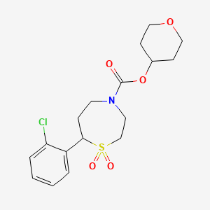 molecular formula C17H22ClNO5S B2810709 tetrahydro-2H-pyran-4-yl 7-(2-chlorophenyl)-1,4-thiazepane-4-carboxylate 1,1-dioxide CAS No. 2195938-88-4