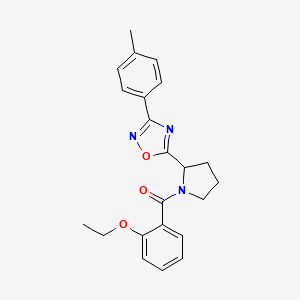 molecular formula C22H23N3O3 B2810710 (2-Ethoxyphenyl)-[2-[3-(4-methylphenyl)-1,2,4-oxadiazol-5-yl]pyrrolidin-1-yl]methanone CAS No. 1795396-06-3