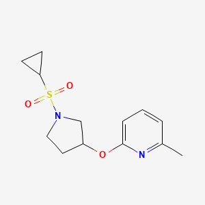 molecular formula C13H18N2O3S B2810736 2-((1-(Cyclopropylsulfonyl)pyrrolidin-3-yl)oxy)-6-methylpyridine CAS No. 1903918-20-6