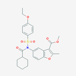 molecular formula C26H29NO7S B281074 METHYL 5-[N-(4-ETHOXYBENZENESULFONYL)CYCLOHEXANEAMIDO]-2-METHYL-1-BENZOFURAN-3-CARBOXYLATE 
