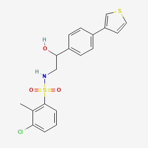 molecular formula C19H18ClNO3S2 B2810747 3-chloro-N-(2-hydroxy-2-(4-(thiophen-3-yl)phenyl)ethyl)-2-methylbenzenesulfonamide CAS No. 2034346-80-8