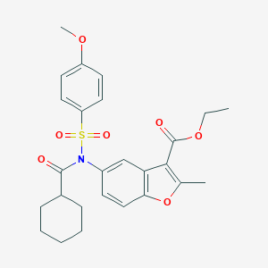 molecular formula C26H29NO7S B281076 ETHYL 5-[N-(4-METHOXYBENZENESULFONYL)CYCLOHEXANEAMIDO]-2-METHYL-1-BENZOFURAN-3-CARBOXYLATE 