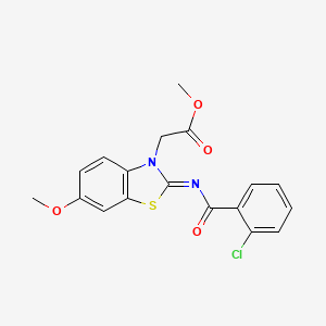 Methyl 2-[2-(2-chlorobenzoyl)imino-6-methoxy-1,3-benzothiazol-3-yl]acetate