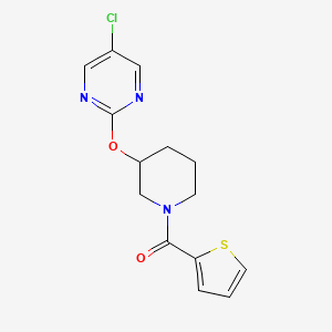 molecular formula C14H14ClN3O2S B2810791 (3-((5-Chloropyrimidin-2-yl)oxy)piperidin-1-yl)(thiophen-2-yl)methanone CAS No. 2034498-88-7