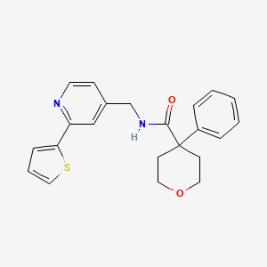 molecular formula C22H22N2O2S B2810793 4-苯基-N-((2-(噻吩-2-基)吡啶-4-基)甲基)四氢-2H-吡喃-4-甲酰胺 CAS No. 2034545-61-2