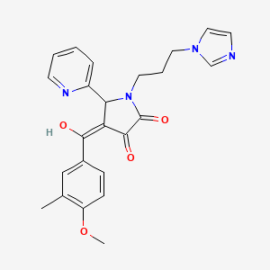 molecular formula C24H24N4O4 B2810795 1-(3-(1H-imidazol-1-yl)propyl)-3-hydroxy-4-(4-methoxy-3-methylbenzoyl)-5-(pyridin-2-yl)-1H-pyrrol-2(5H)-one CAS No. 618878-57-2
