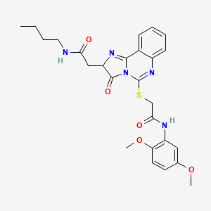 molecular formula C26H29N5O5S B2810797 N-butyl-2-(5-((2-((2,5-dimethoxyphenyl)amino)-2-oxoethyl)thio)-3-oxo-2,3-dihydroimidazo[1,2-c]quinazolin-2-yl)acetamide CAS No. 1173737-80-8