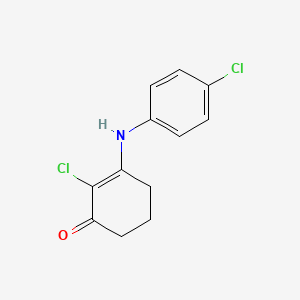 molecular formula C12H11Cl2NO B2810800 2-Chloro-3-((4-chlorophenyl)amino)cyclohex-2-EN-1-one CAS No. 1022891-20-8