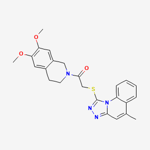molecular formula C24H24N4O3S B2810801 1-(6,7-dimethoxy-3,4-dihydro-1H-isoquinolin-2-yl)-2-[(5-methyl-[1,2,4]triazolo[4,3-a]quinolin-1-yl)sulfanyl]ethanone CAS No. 812685-79-3