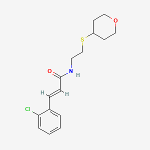 molecular formula C16H20ClNO2S B2810802 (E)-3-(2-chlorophenyl)-N-(2-((tetrahydro-2H-pyran-4-yl)thio)ethyl)acrylamide CAS No. 2035018-38-1