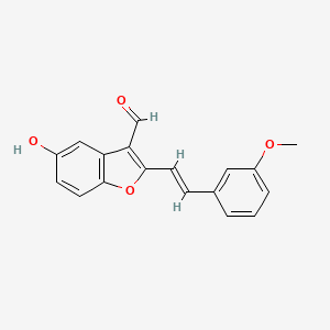 molecular formula C18H14O4 B2810804 5-hydroxy-2-[(E)-2-(3-methoxyphenyl)ethenyl]-1-benzofuran-3-carbaldehyde CAS No. 853097-47-9